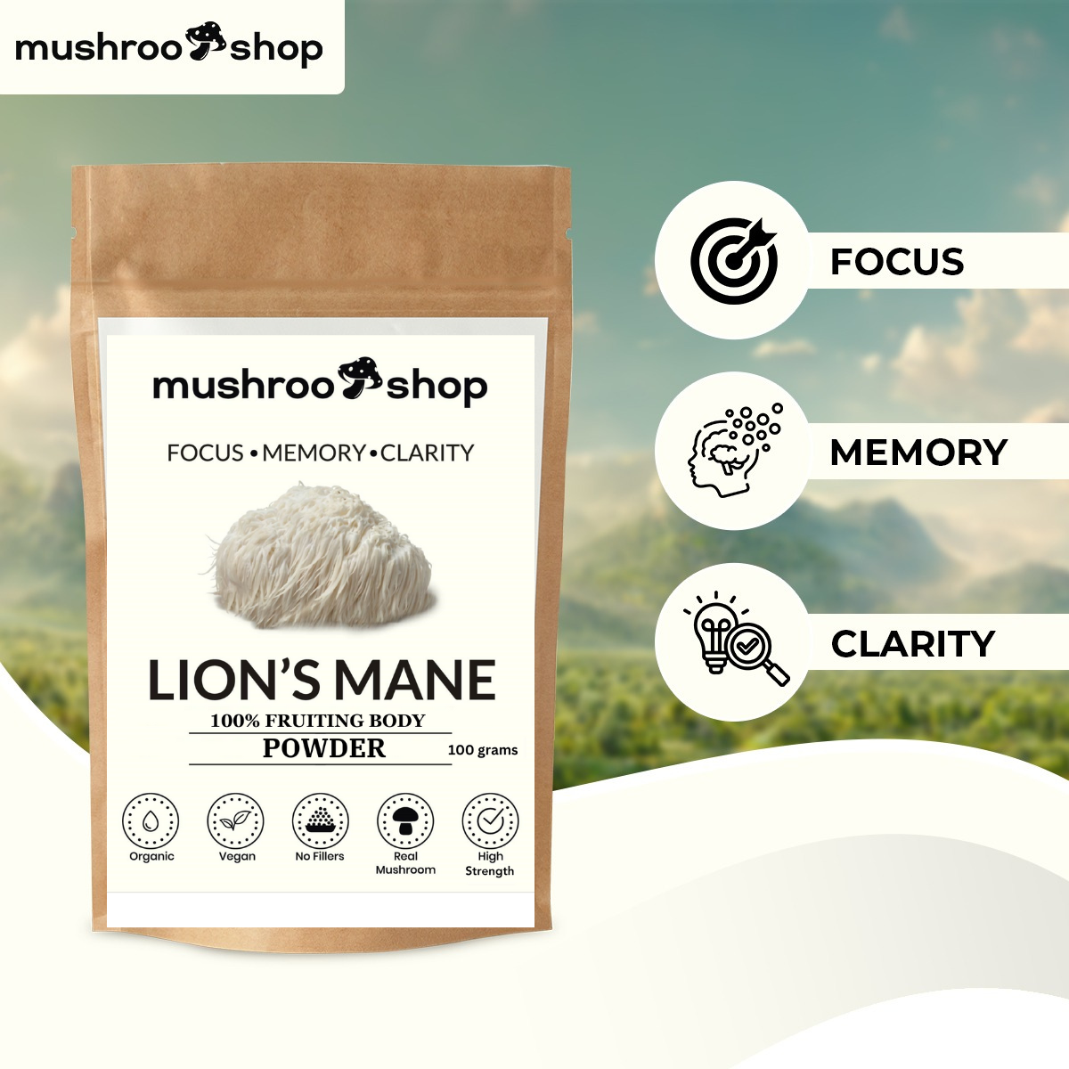 Lion's Mane Powder 100g Organic Certified Lab Tested